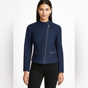 Talbots Navy Blue Blazer with Zipper Detail